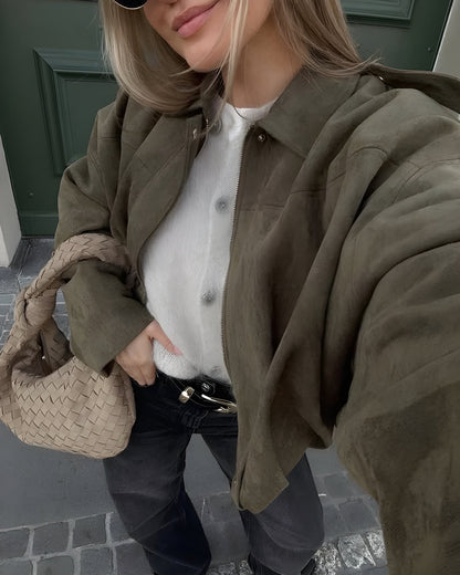 Josephine™ | Elegante Wildleder-Bomberjacke